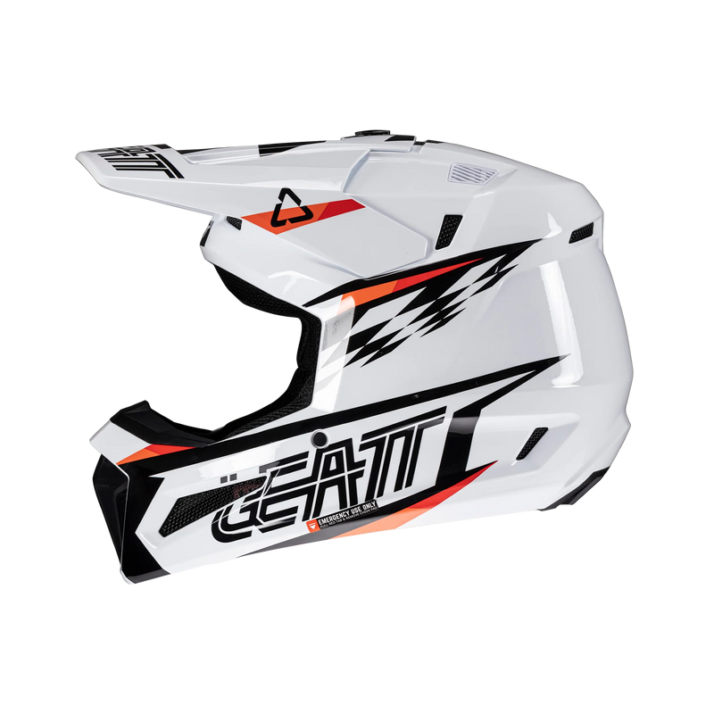 Leatt Helmet Kit Moto 3.5 Junior White V25 – Kids Motocross Helmet with Leatt Vizion 3.5 Junior Goggles