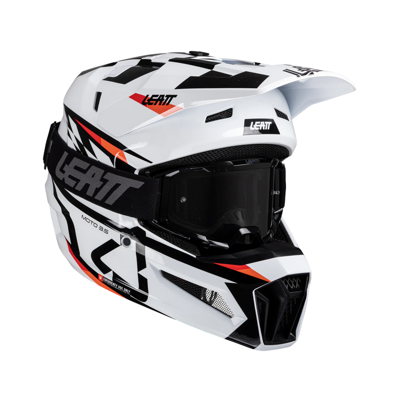 Leatt Helmet Kit Moto 3.5 White V25 – Motocross Helmet with Leatt Vizion 3.5 Goggles Included