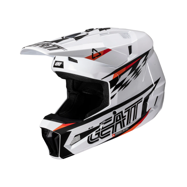 Leatt Helm Kit Moto 3.5 White V25 – Motocrosshelm mit Leatt Vizion 3.5 Crossbrille Inklusive