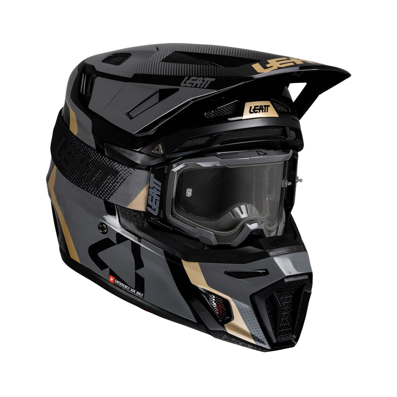 Leatt Moto 8.5 Motorradhelm-Set ECE 22.06 mit Velocity 5.5 Brille, Schwarz
