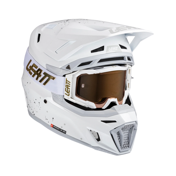 Leatt Moto 8.5 Motorradhelm-Set ECE 22.06 mit Velocity 5.5 Brille, Weiß