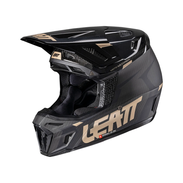 Leatt Moto 9.5 Carbon Motorradhelm-Set ECE 22.06 mit Velocity 6.5 Iriz Brille, Schwarz
