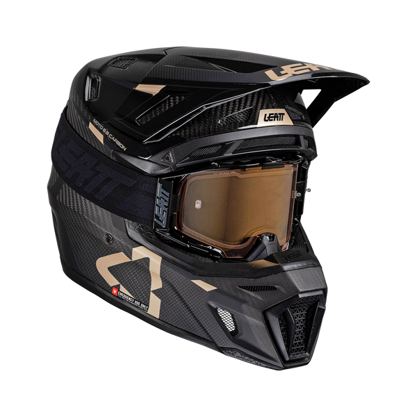 Leatt Moto 9.5 Carbon Motorradhelm-Set ECE 22.06 mit Velocity 6.5 Iriz Brille, Schwarz
