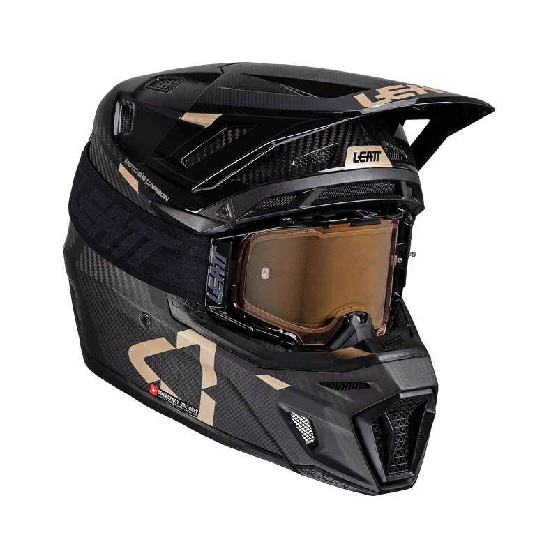 Leatt Moto 9.5 Carbon Motorradhelm-Set ECE 22.06 mit Velocity 6.5 Iriz Brille, Schwarz