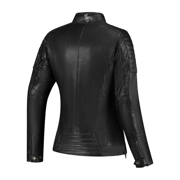 Rusty Stitches Alice Dames Leren Motorjas Retro AA Protectie Black White