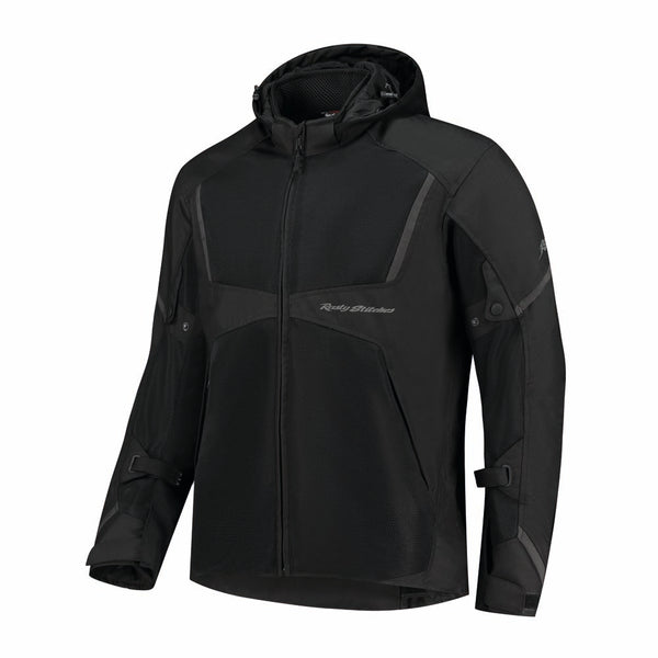 Rusty Stitches Carlo Motorradjacke Mesh Sommer Mit Regenschutz AA Protektoren Schwarz