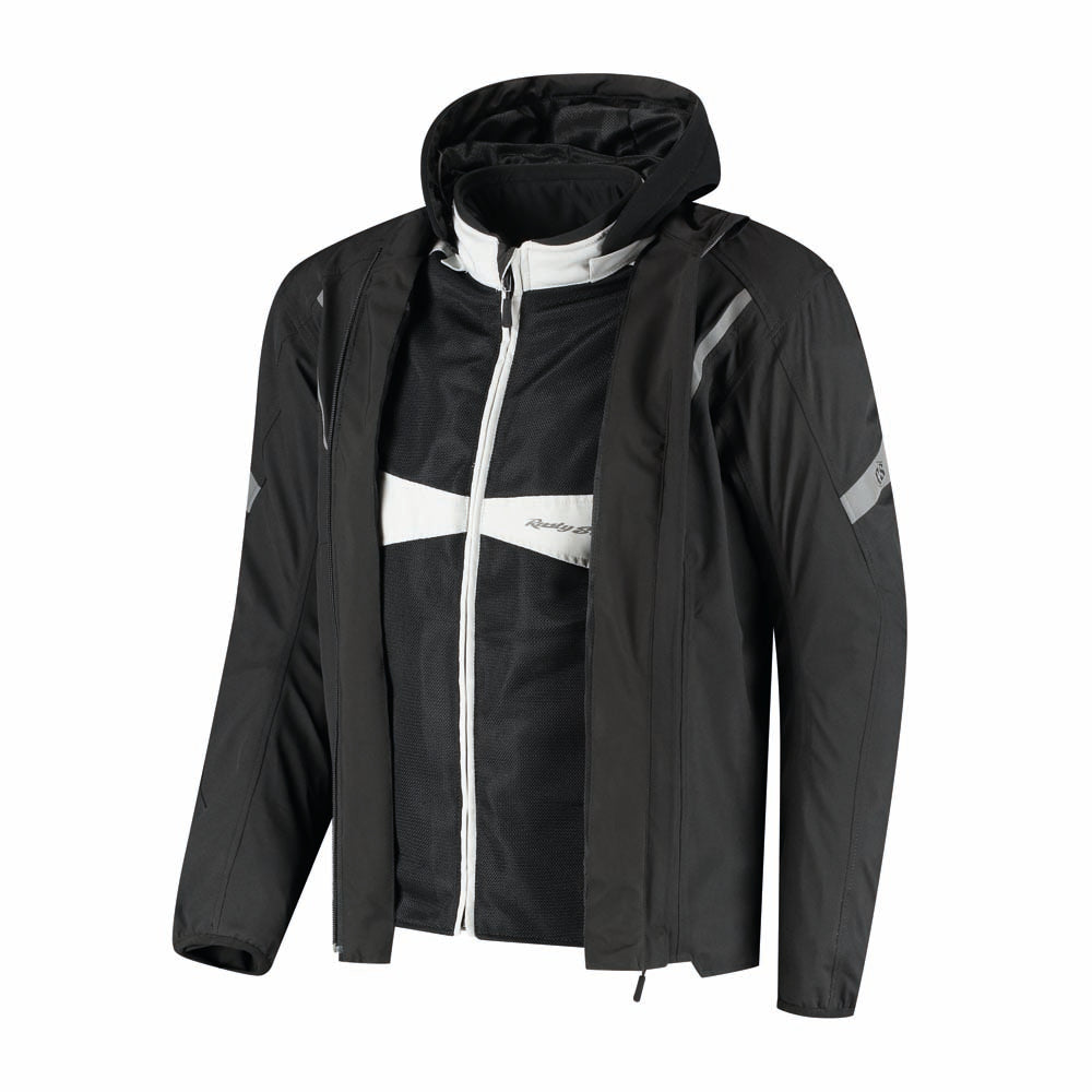 Rusty Stitches Carlo Motorcycle Jacket Mesh Summer with Rain Jacket AA Protection Light Grey Black