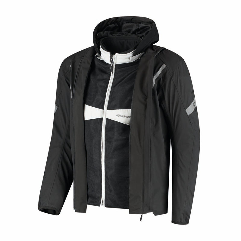 Rusty Stitches Carlo Motorcycle Jacket Mesh Summer with Rain Jacket AA Protection Light Grey Black