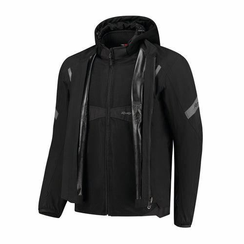 Rusty Stitches Carlo Motorjas Mesh Zomer Met Regenjas AA Protectie Zwart