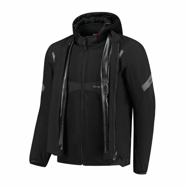 Rusty Stitches Carlo Motorradjacke Mesh Sommer Mit Regenschutz AA Protektoren Schwarz