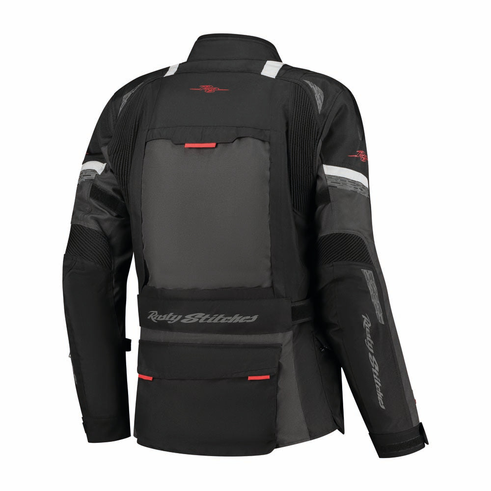 Rusty Stitches Cliff Adventure Motorcycle Jacket Waterproof AA Protection Black Grey Red