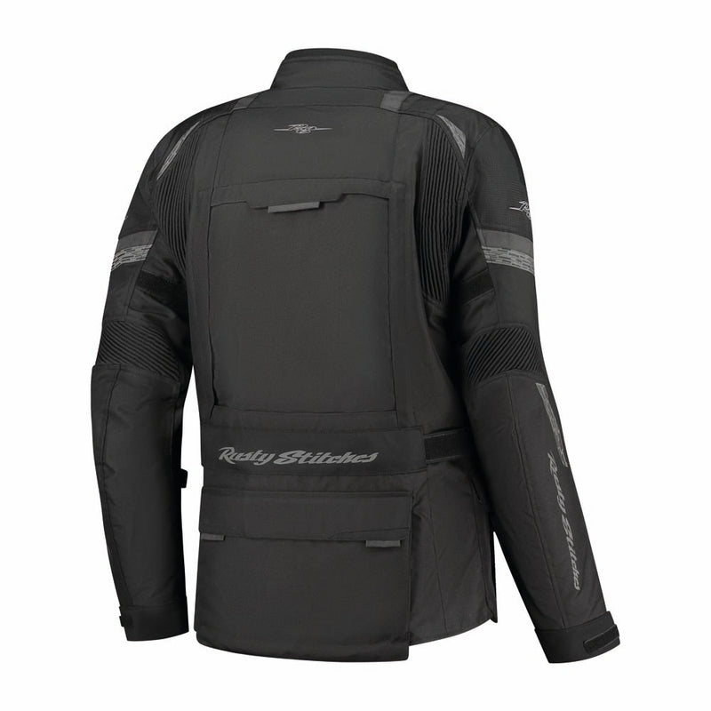 Rusty Stitches Cliff Adventure Waterproof Motorcycle Jacket AA Protection Black