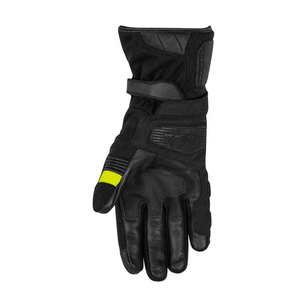 Rusty Stitches Cole Motorcycle Gloves Winter Waterproof CE Black Yellow Fluo
