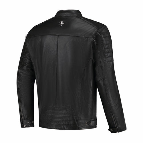 Rusty Stitches Cooper Leren Motorjas AA Retro Zwart Wit Met Protectie