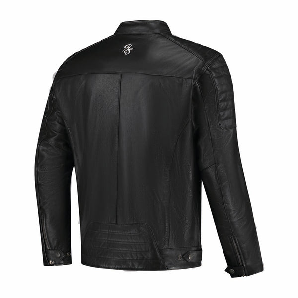 Rusty Stitches Cooper Leren Motorjas AA Retro Zwart Wit Met Protectie