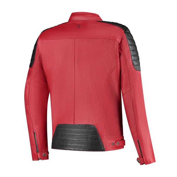 Rusty Stitches Cooper Leren Motorjas AA Retro Rood Zwart Met Protectie