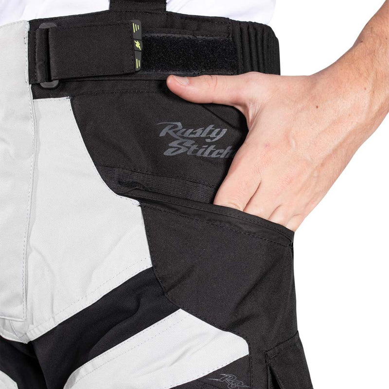 Rusty Stitches Cliff Motorbroek AA Waterdicht 10K Adventure Lichtgrijs Zwart