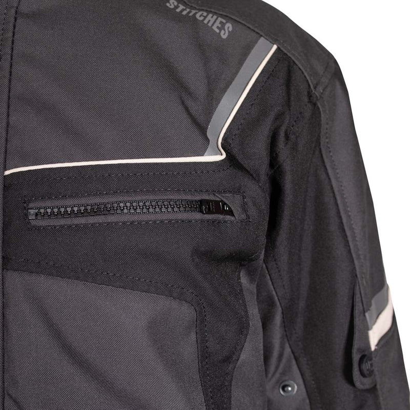 Rusty Stitches Luke Motorcycle Jacket Dark Grey Black AA Waterproof All Season With Protection