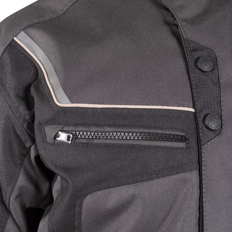 Rusty Stitches Luke Motorcycle Jacket Dark Grey Black AA Waterproof All Season With Protection