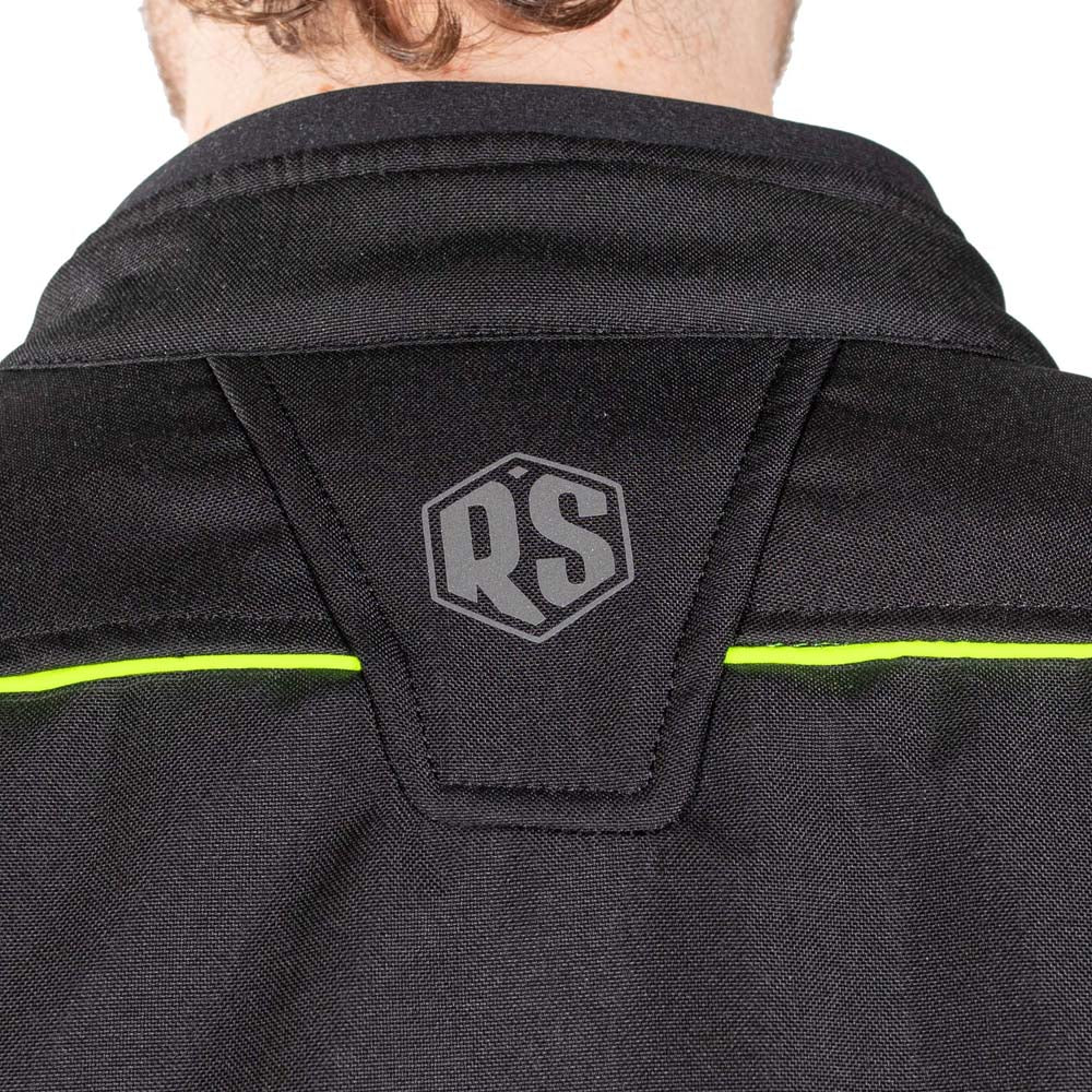 Rusty Stitches Luke Motorcycle Jacket Black Yellow Fluo Waterproof AA All Season With Protection