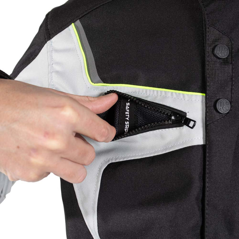 Rusty Stitches Luke Motorcycle Jacket Black Yellow Fluo Waterproof AA All Season With Protection