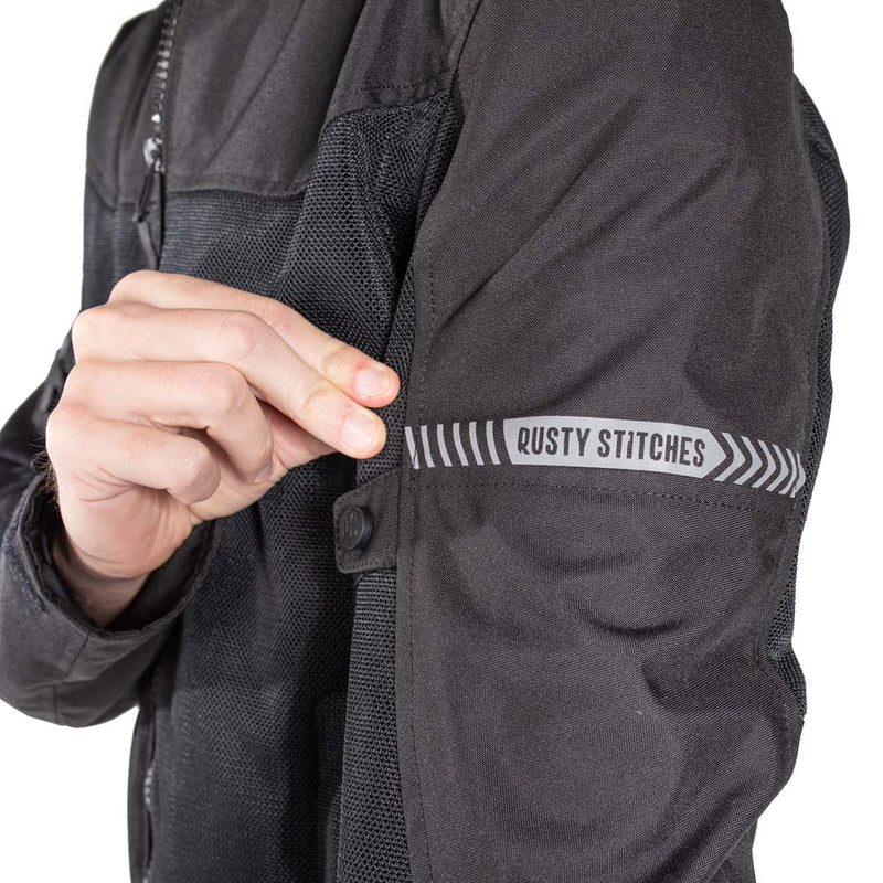 Rusty Stitches Mike Motorcycle Jacket Black Summer AA With Protection and Ventilation