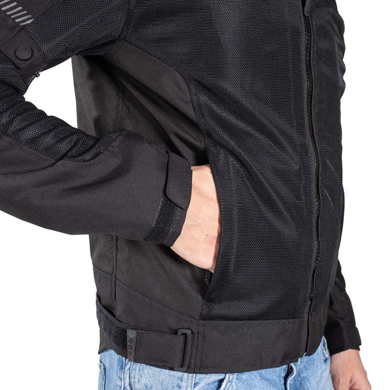 Rusty Stitches Mike Motorcycle Jacket Black Summer AA With Protection and Ventilation