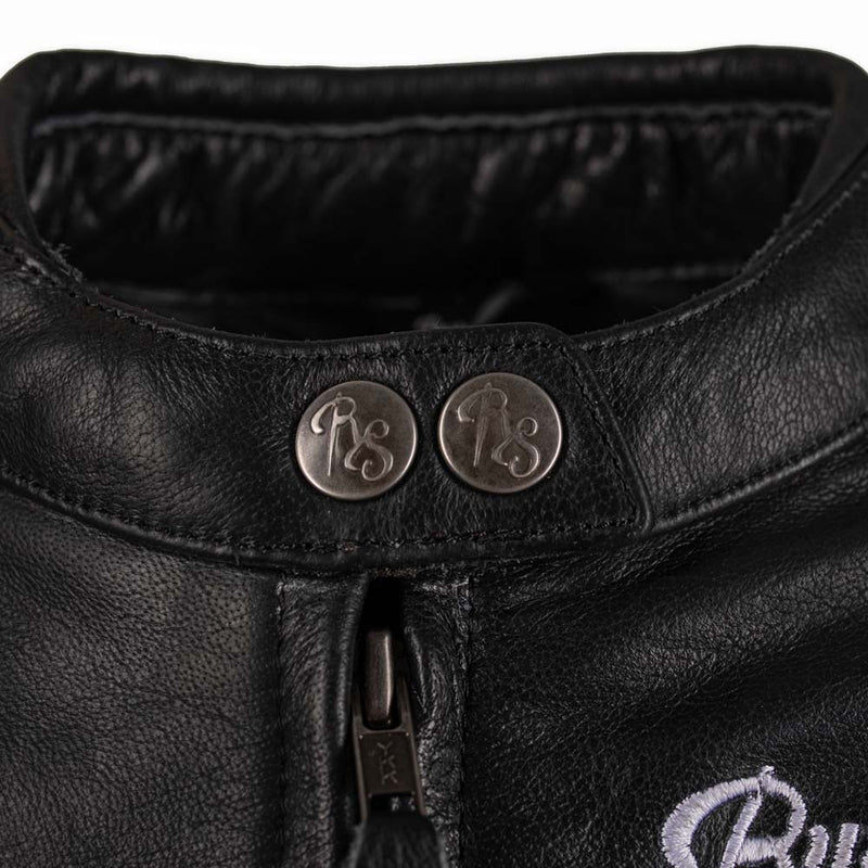 Rusty Stitches Alice Women's Leather Motorcycle Jacket Retro AA Protection Black White