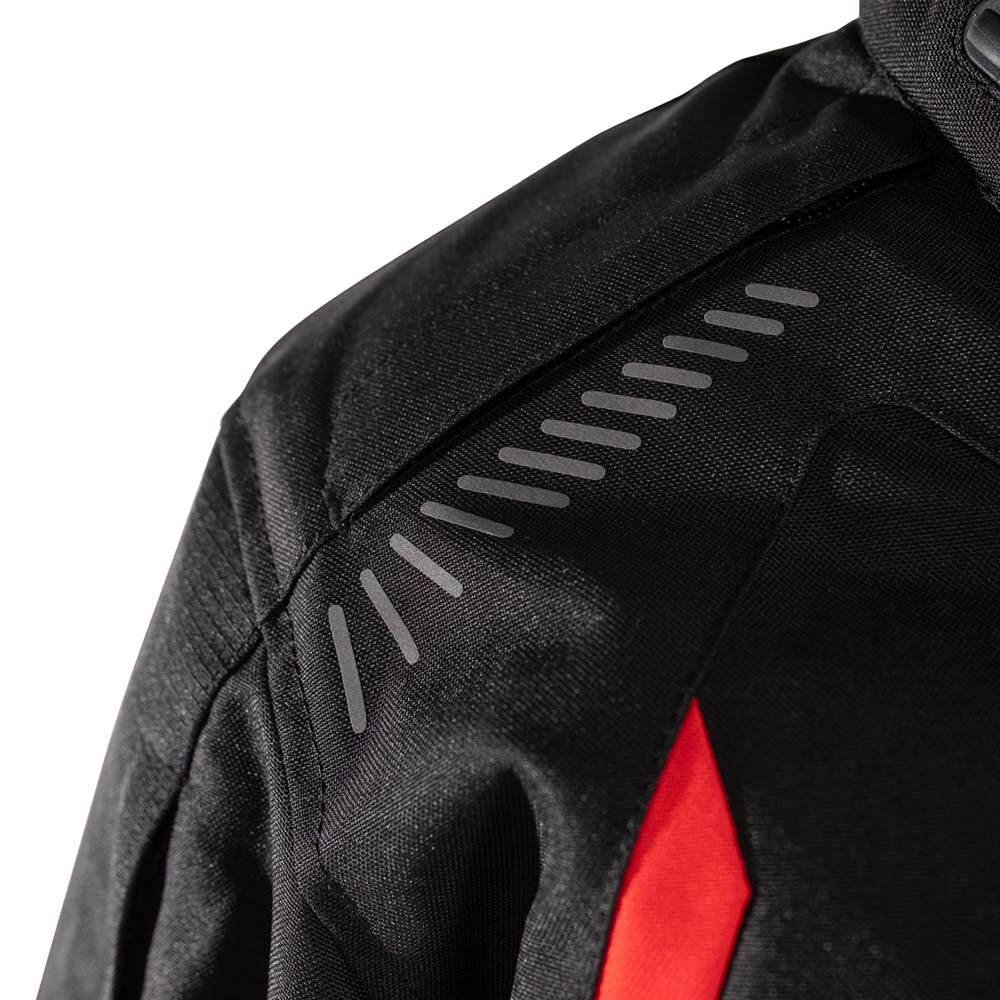 Rusty Stitches Ashley Motorcycle Jacket Waterproof AA Protection Black Pixel Red