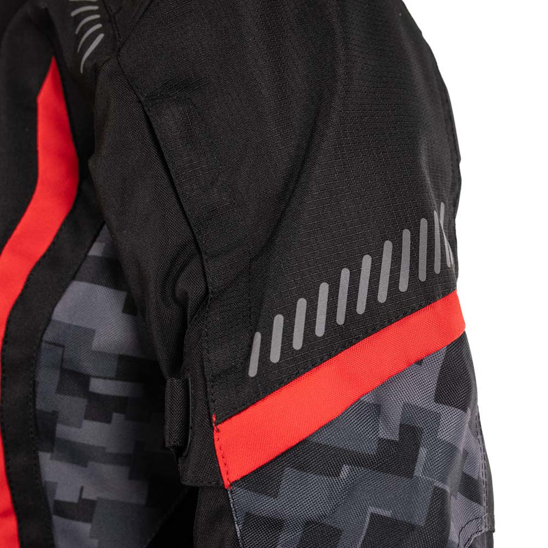Rusty Stitches Ashley Motorcycle Jacket Waterproof AA Protection Black Pixel Red