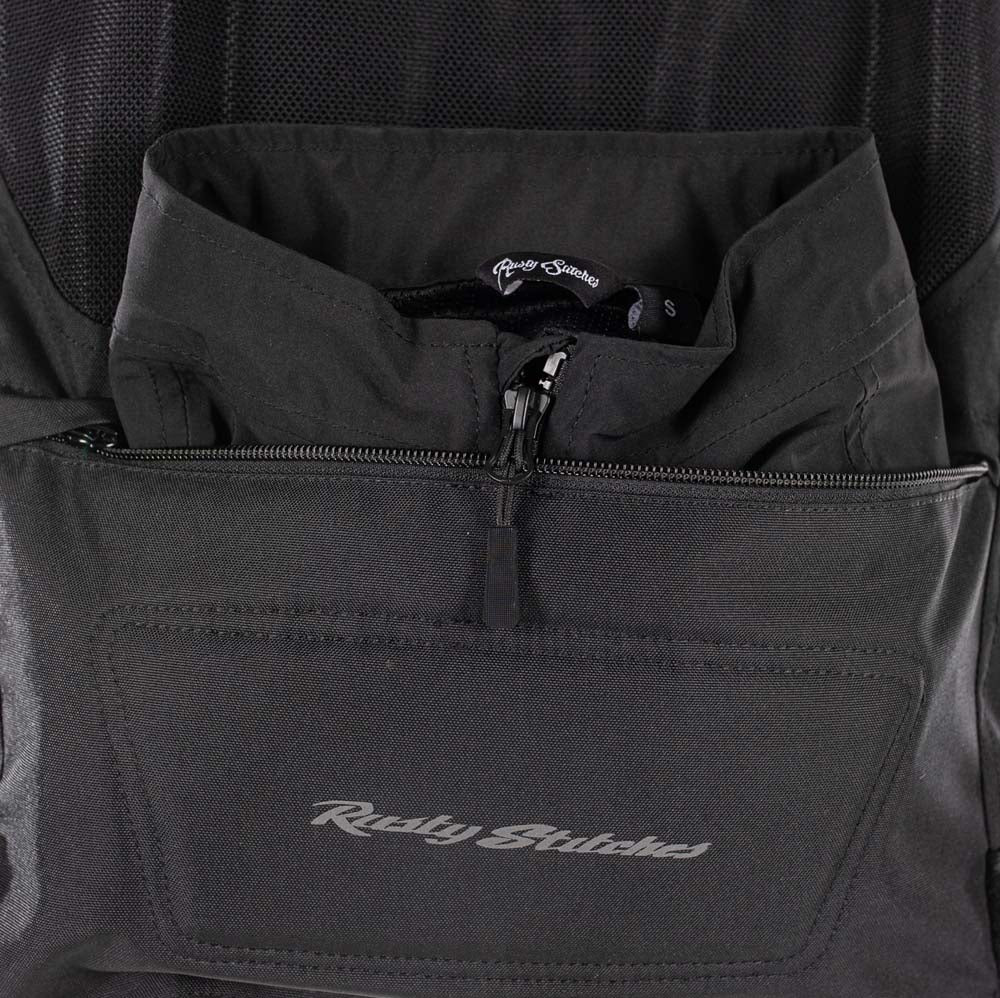 Rusty Stitches Carlo Motorcycle Jacket Mesh Summer with Rain Jacket AA Protection Black