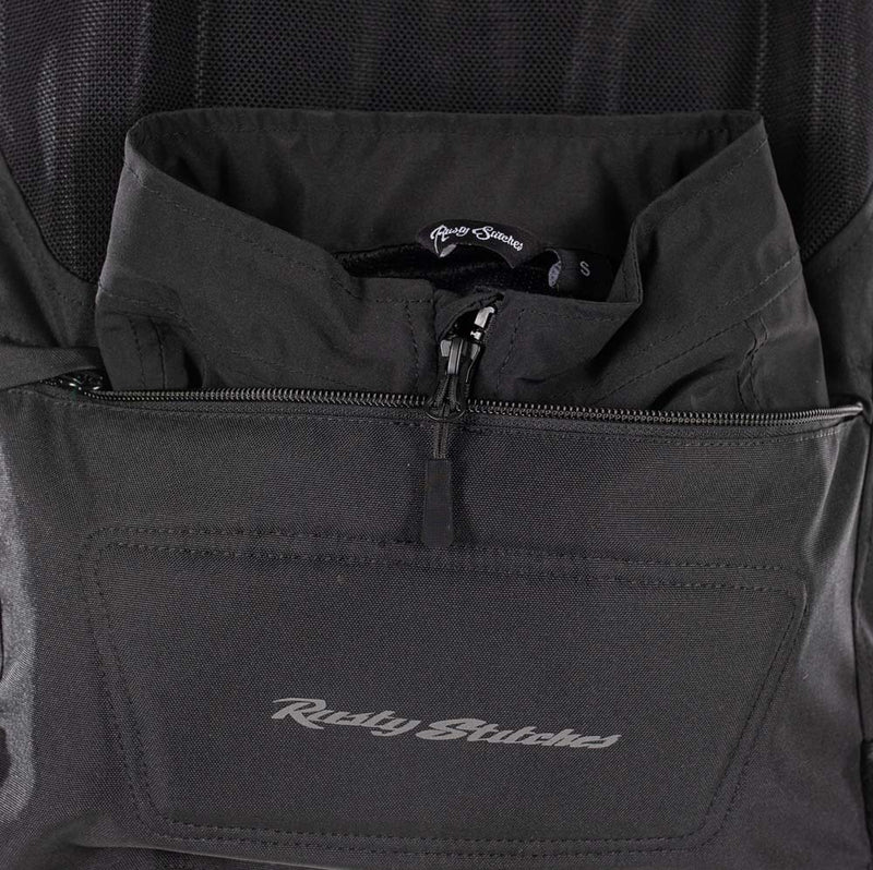 Rusty Stitches Carlo Motorcycle Jacket Mesh Summer with Rain Jacket AA Protection Black