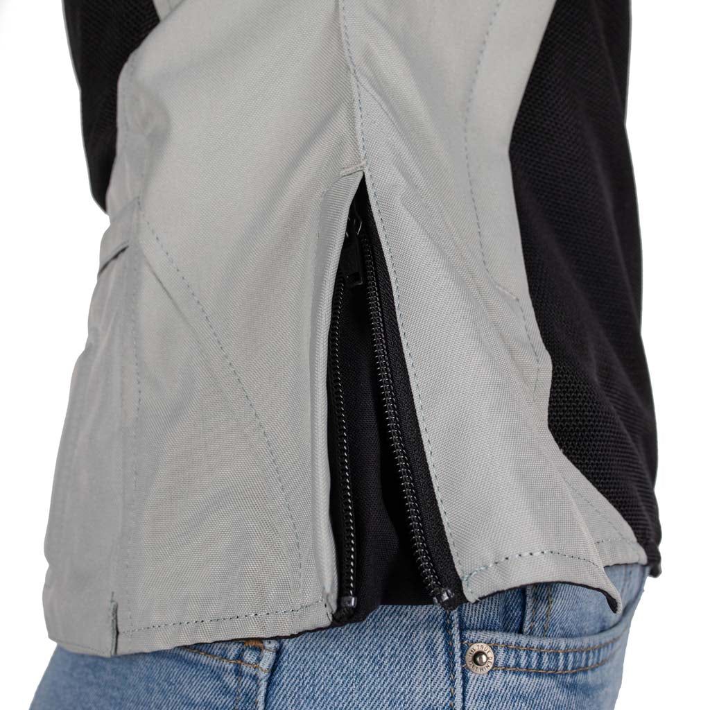 Rusty Stitches Caroline Ladies Motorcycle Jacket Mesh Summer With Rain Jacket AA Protection Light Grey Black