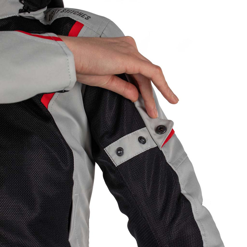 Rusty Stitches Caroline Ladies Motorcycle Jacket Mesh Summer With Rain Jacket AA Protection Light Grey Black