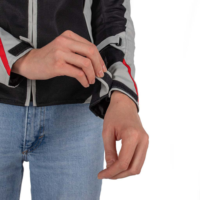 Rusty Stitches Caroline Ladies Motorcycle Jacket Mesh Summer With Rain Jacket AA Protection Light Grey Black