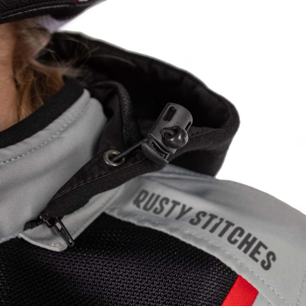 Rusty Stitches Caroline Ladies Motorcycle Jacket Mesh Summer With Rain Jacket AA Protection Light Grey Black