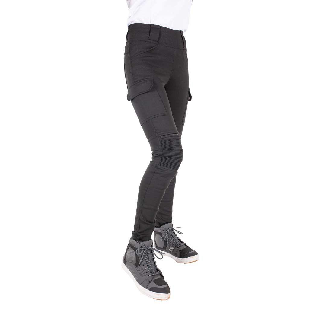 Rusty Stitches Cindy Cargo Ladies Motorcycle Leggings AA Knox Protection Black
