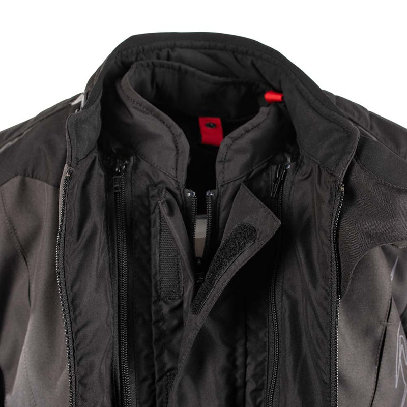 Rusty Stitches Cliff Adventure Motorcycle Jacket Waterproof AA Protection Black Grey Red