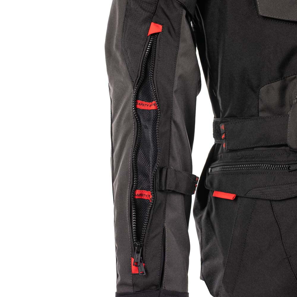 Rusty Stitches Cliff Adventure Motorcycle Jacket Waterproof AA Protection Black Grey Red