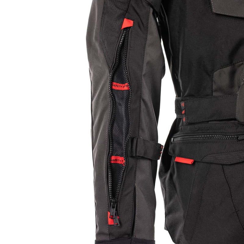Rusty Stitches Cliff Adventure Motorcycle Jacket Waterproof AA Protection Black Grey Red