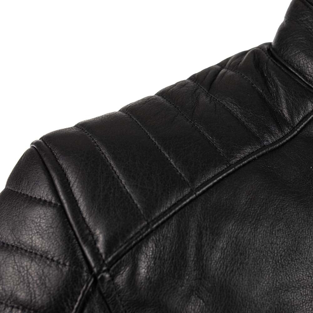 Rusty Stitches Cooper Leather Motorcycle Jacket AA Retro Black White With Protection