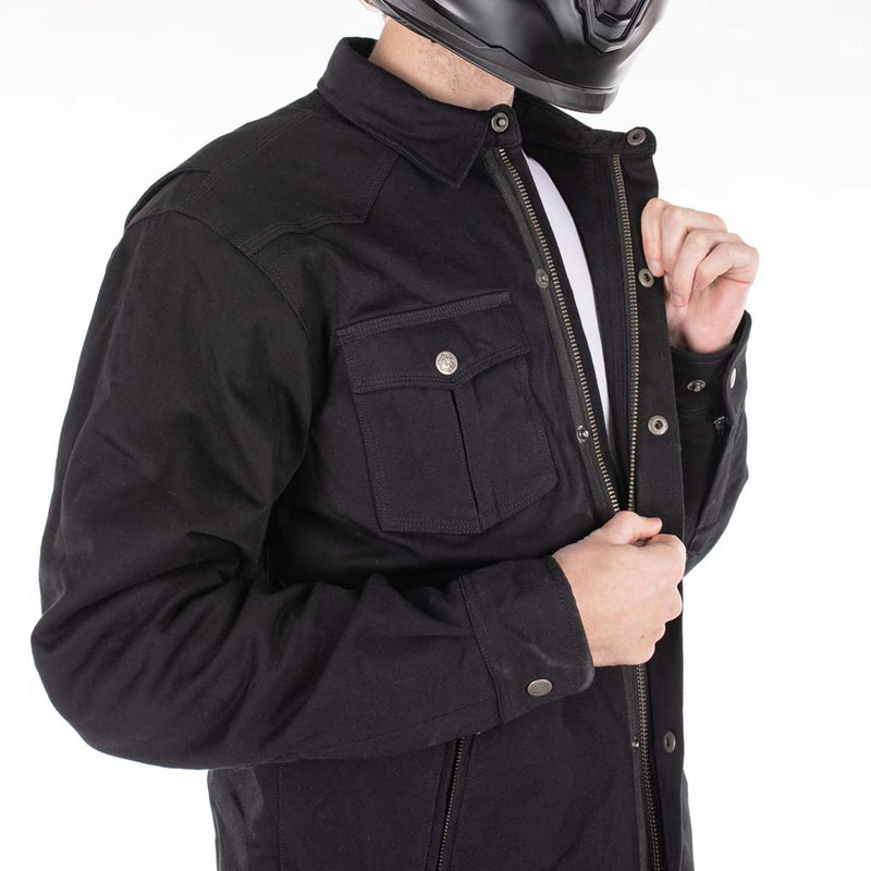 Rusty Stitches Dean Fleece Tech Motorcycle Jacket AA Protection Black Warm