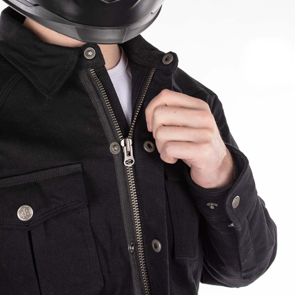 Rusty Stitches Dean Fleece Tech Motorcycle Jacket AA Protection Black Warm