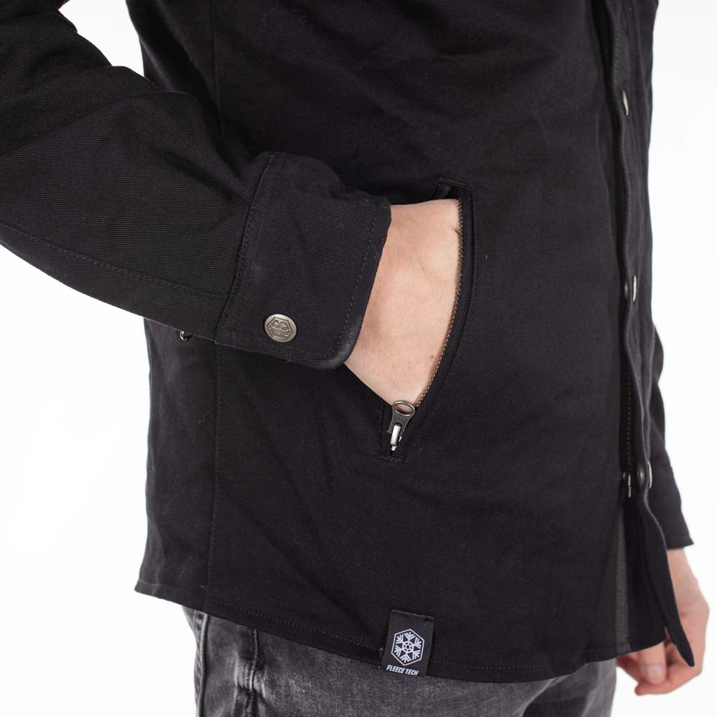 Rusty Stitches Dean Fleece Tech Motorcycle Jacket AA Protection Black Warm