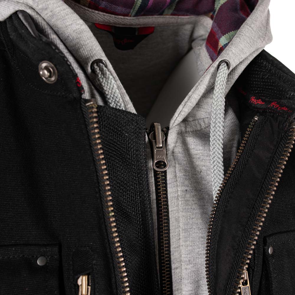 Rusty Stitches Glenn Motorcycle Jacket With Hoodie AA Protection Black