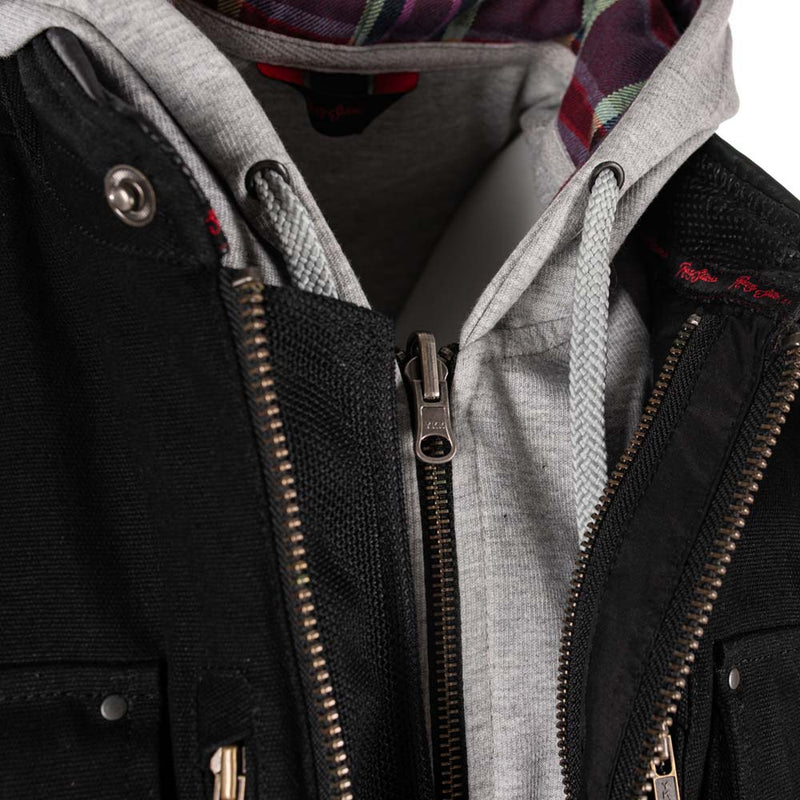 Rusty Stitches Glenn Motorcycle Jacket With Hoodie AA Protection Black