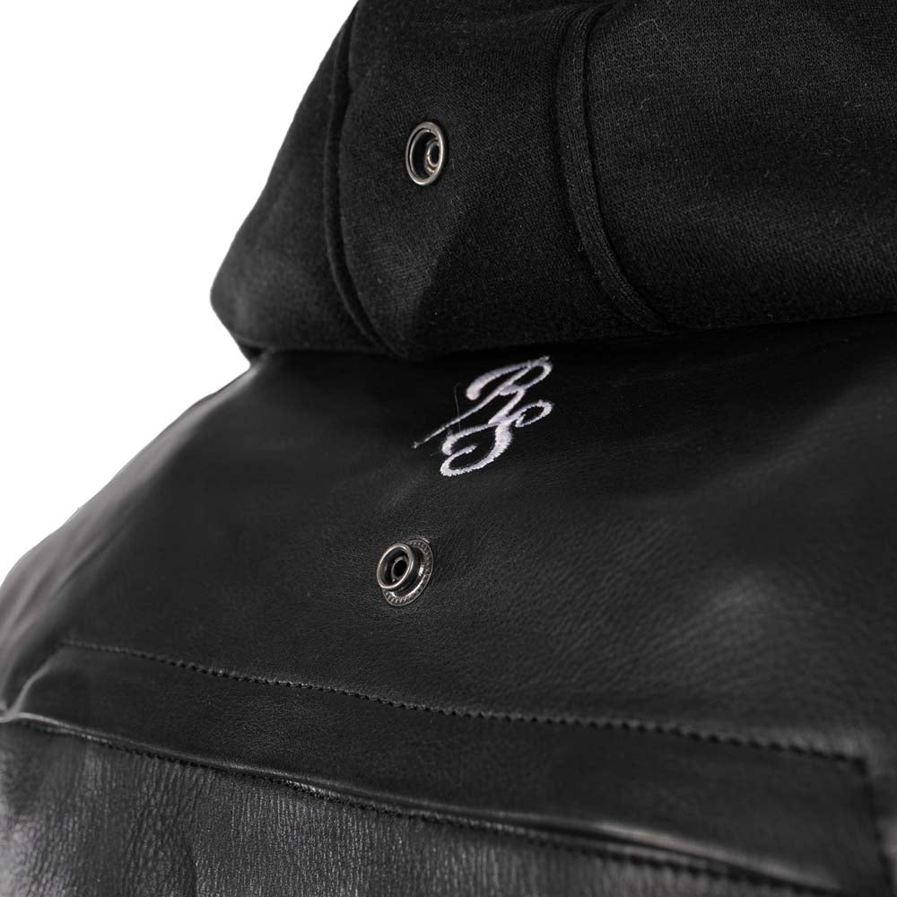 Rusty Stitches Jari Hooded V2 Leather Motorcycle Jacket Black White AA With Protection