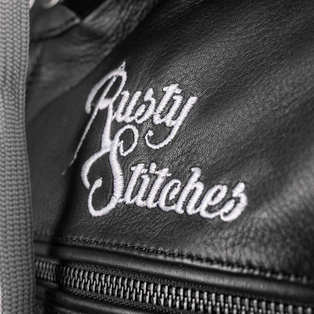 Rusty Stitches Jari Hooded V2 Leather Motorcycle Jacket AA Protection Black White