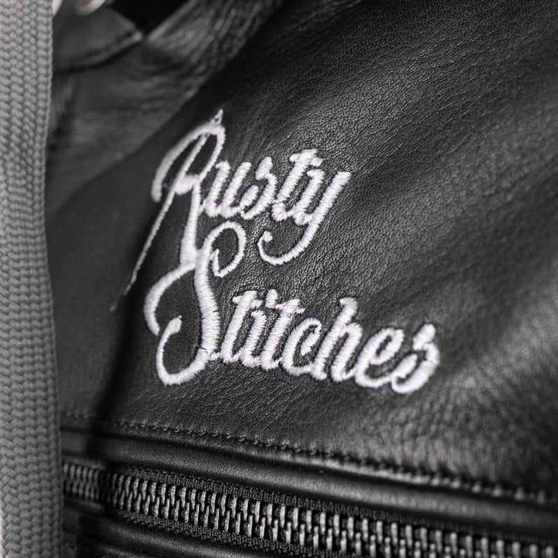 Rusty Stitches Jari Hooded V2 Leather Motorcycle Jacket AA Protection Black White