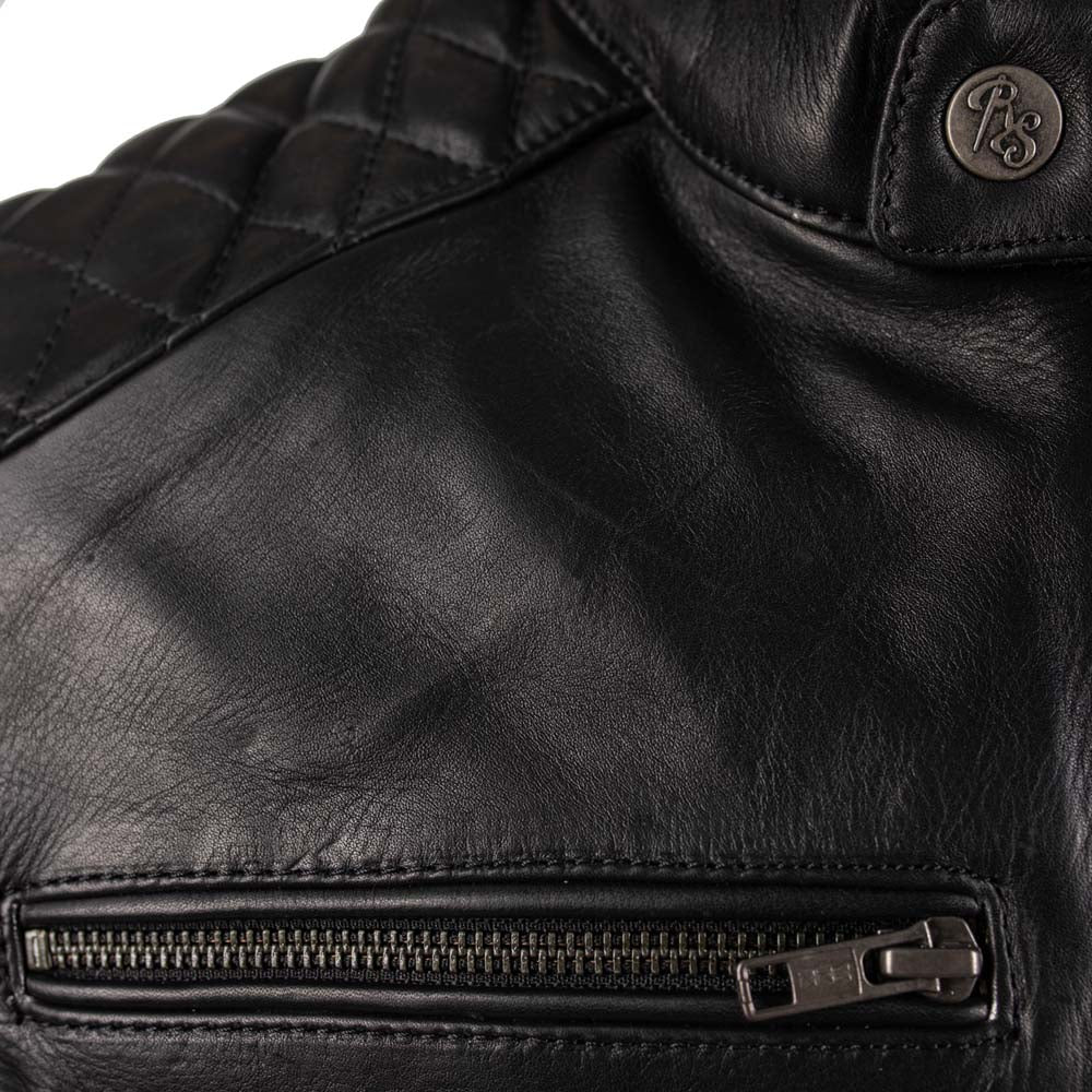 Rusty Stitches Jari V2 Leather Motorcycle Jacket Black AA With Protection